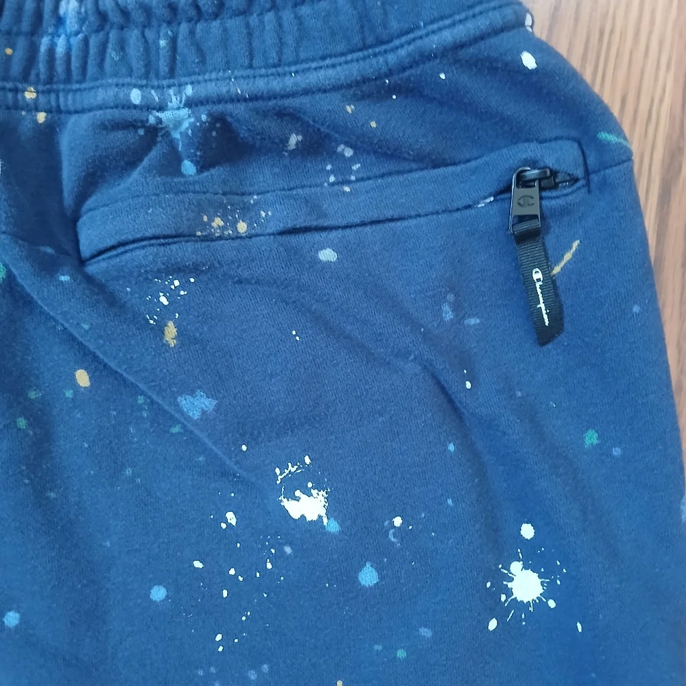 Champion Navy Blue Paint-Splatter Athletic Drawstring Shorts‎